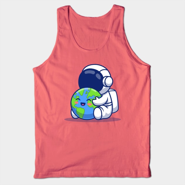 Cute Astronaut Holding Earth Tank Top by Catalyst Labs